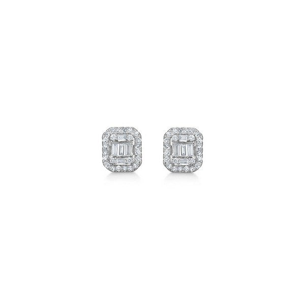 Elizabeth ørestikker i 14 kt hvidguld med 0,36 ct diamanter fra Mads Z Gold Label – firkantet design.